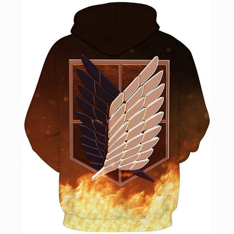 Image of Attack on Titan Hoodie 3D Print Manga Anime Pullover Hoodie Sweatshirt with Front Pocket