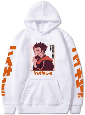 Unisex Anime Haikyuu Hoodies Yu Nishinoya Harajuku Printed Hooded Sweatshirt