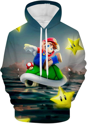 Mario Hoodie - Super Mario 3D Print Hooded Pullover Sweatshirt