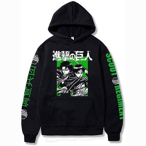 Image of Unisex Anime Attack on Titan Ackerman Levi Printed Cotton Cozy Hoodies Hooded Sweatshirts Pullovers Tops