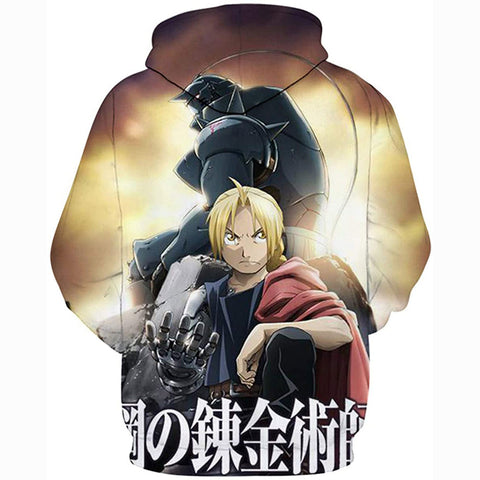 Image of Fullmetal Alchemist Hoodies 3D Printed Pullovers Casual Pouch Pocket Drawstring Hoodies