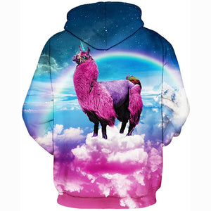 Unisex Alpaca 3D Print Realistic Pullover Hoodie Hooded Sweatshirt