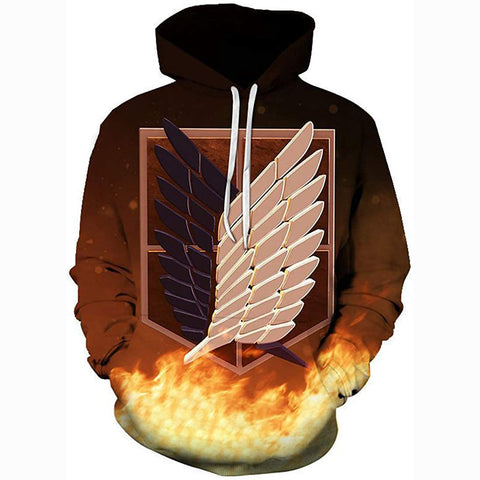 Image of Attack on Titan Hoodie 3D Print Manga Anime Pullover Hoodie Sweatshirt with Front Pocket