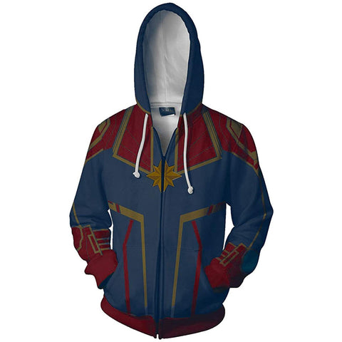 Image of Superhero Captain Marvel Hoodies 3D Digital Printed Unisex Zipper Hooded Jacket