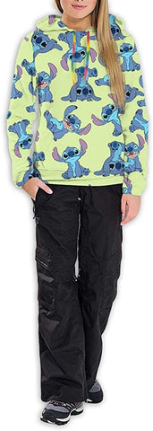 Image of Colorful Cartoon Loli & Stitch Hooded Sweatshirt Pullover Hoodies