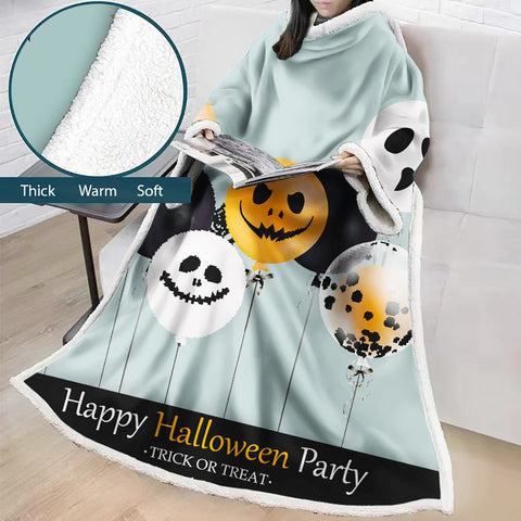 Image of 3D Digital Printed Blanket With Sleeves-Blanket Robe Halloween Party