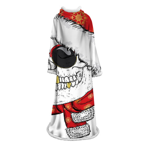 Image of 3D Digital Printed Blanket With Sleeves-Horror Skull Blanket Robe