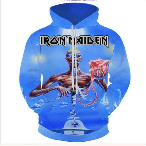 Image of 3D Printed Iron Maiden Heavy Metal PulloVer Hoodie