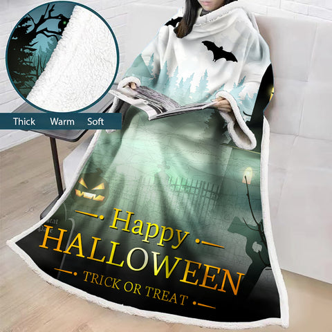 Image of 3D Digital Printed Blanket With Sleeves-Blanket Robe Halloween Party