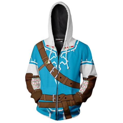 Image of The Legend of Zelda Hoodies - Zip Up Unisex Blue Jacket