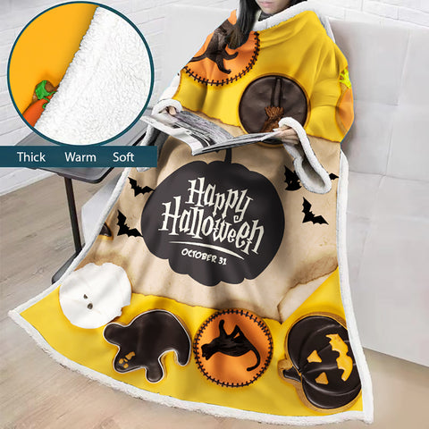 Image of 3D Digital Printed Blanket With Sleeves-Blanket Robe Halloween Party