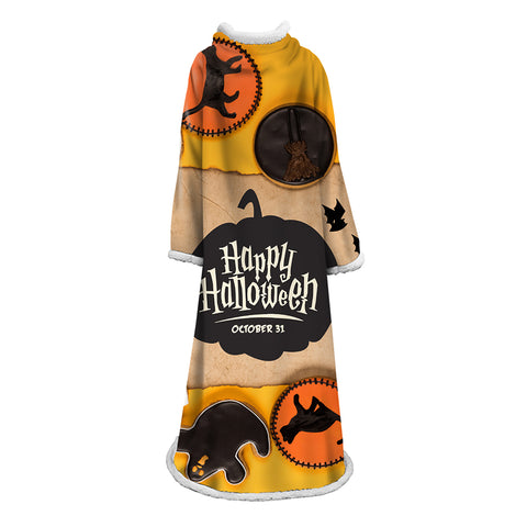 Image of 3D Digital Printed Blanket With Sleeves-Blanket Robe Halloween Party