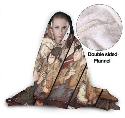Image of Anime Attack On Titan Hooded Blanket - Levi Ackerman Sword Flannel Blanket