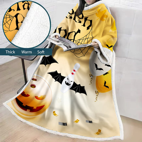 Image of 3D Digital Printed Blanket With Sleeves-Blanket Robe Halloween Party