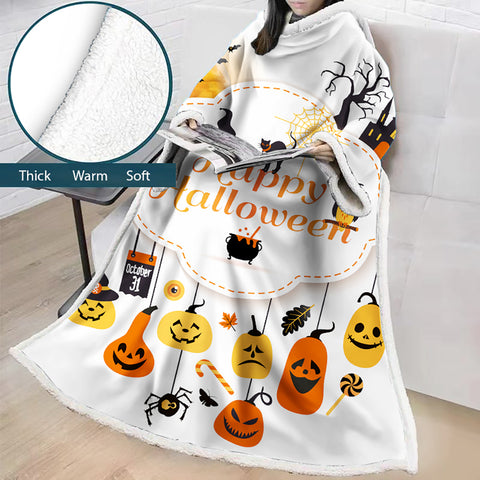 Image of 3D Digital Printed Blanket With Sleeves-Blanket Robe Halloween Party