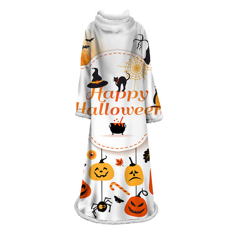 Image of 3D Digital Printed Blanket With Sleeves-Blanket Robe Halloween Party