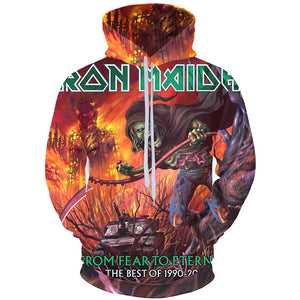 Iron Maiden Slip Knot 3D Hoodie Rock Band Metallic Sweatshirt
