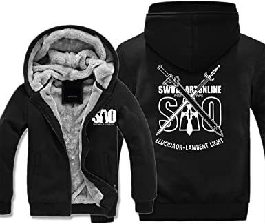 Men's Fleece SAO Thick Hoodies Cosplay Sword Art Online Zip Jacket