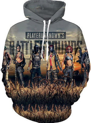 PUBG Hoodies - 3D Print Game Playerunknown's Battlegrounds Characters Brown Pullover with Pockets