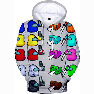 Video Game Among Us Hoodie - 3D Print Colorful Drawstring Pullover Hoodie