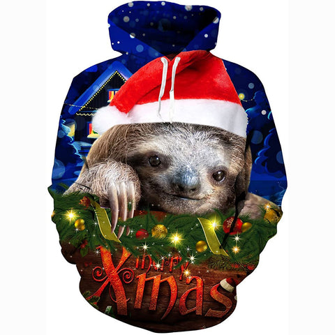 Image of Christmas Hoodies - Funny Sloth Animal Hoodies