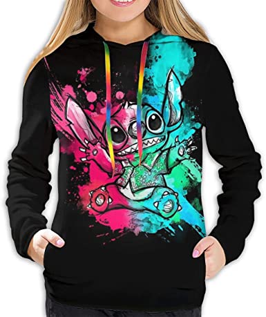 Image of Cartoon Loli & Stitch All Print Hooded Sweatshirt Pullover Hoodies