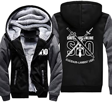 Image of Men's Fleece SAO Thick Hoodies Cosplay Sword Art Online Zip Jacket