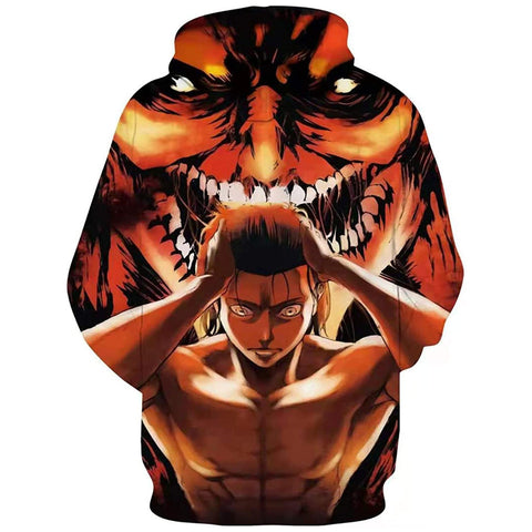 Image of Attack on Titan Hoodie 3D Print Manga Anime Pullover Hoodie Sweatshirt with Front Pocket