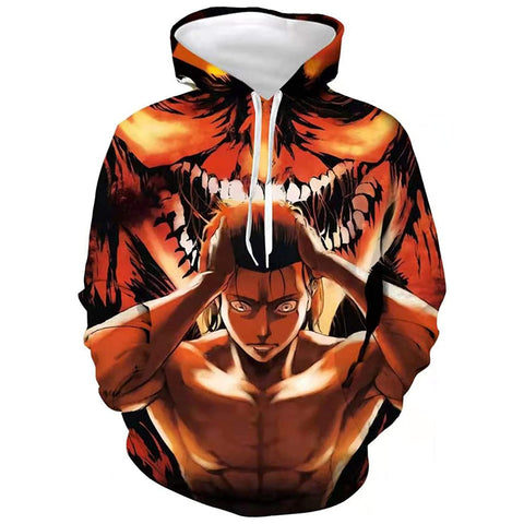 Image of Attack on Titan Hoodie 3D Print Manga Anime Pullover Hoodie Sweatshirt with Front Pocket