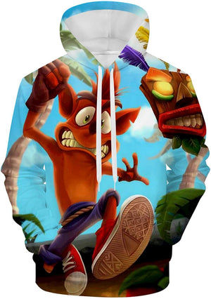 Crash Bandicoot Hoodies - Running Crash Bandicoot 3D Print Pullover Sweatshirt