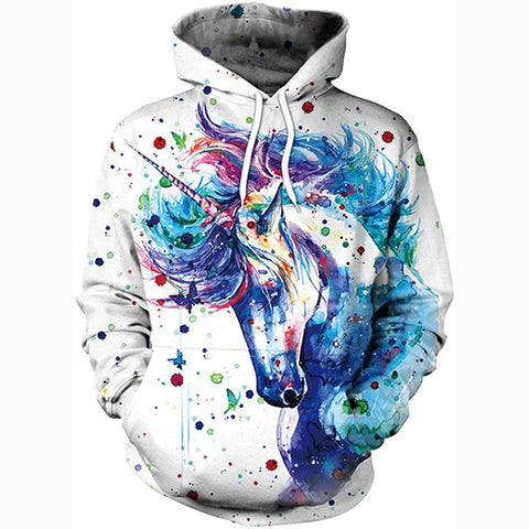 Image of 3D Print Realistic Unicorn Pullover Hoodie Hooded Sweatshirt