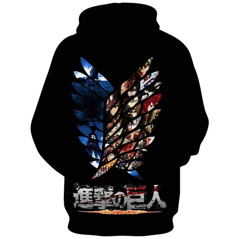 Image of Attack on Titan Hoodie 3D Print Manga Anime Pullover Hoodie Sweatshirt with Front Pocket