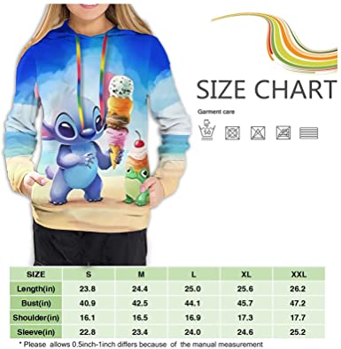 Image of Cartoon Cute lilo Stitch Hoodie Pullover Sweatshirt Anime Hoodies