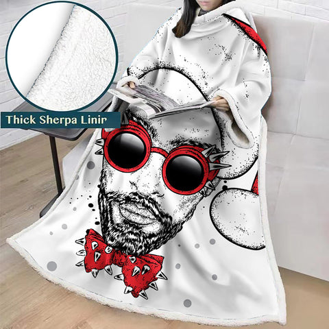 Image of 3D Digital Printed Blanket With Sleeves-Horror Skull Blanket Robe