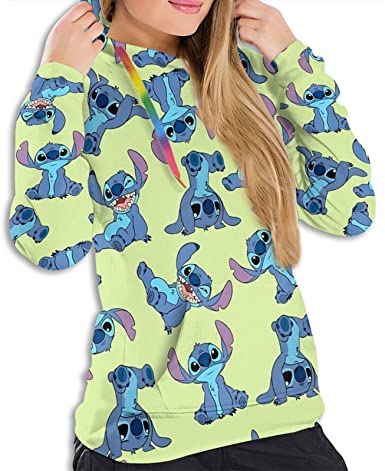 Image of Colorful Cartoon Loli & Stitch Hooded Sweatshirt Pullover Hoodies