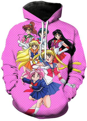 Anime Sailor Moon Hoodie - Sailor Family 3D Print Pullover Hoodie