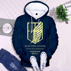 Unisex Attack on Titan Hoodie- Casual Ackerman Levi Printed Anime Hooded Sweatshirt Pullover Tops