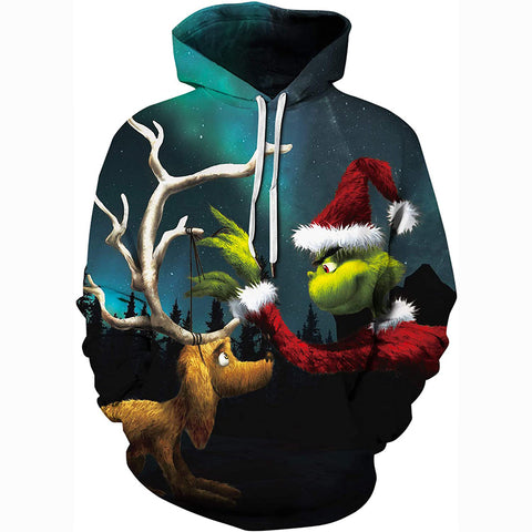 Image of Christmas Hoodies - Funny Santa Reindeer Pullover Hoodie