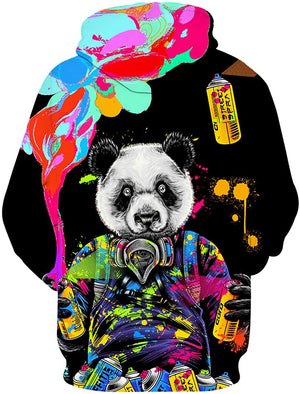 Rock Panda Graphic Print Hoodies 3D Colorful Long Sleeve Sweaters with Pocket