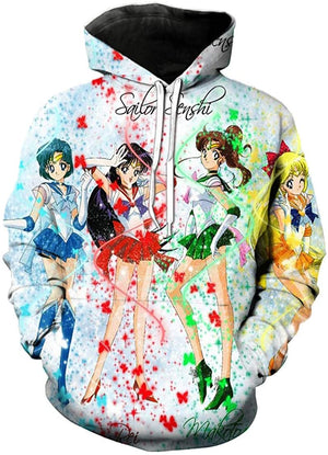 Anime Sailor Moon Hoodie - Sailor Family 3D Print Pullover Hoodie