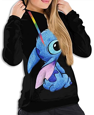 Image of Cartoon Loli & Stitch Hooded Sweatshirt Pullover Hoodies