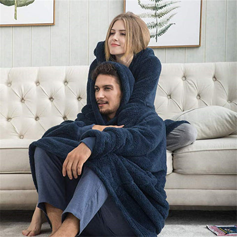 Image of His-and-Hers Sleeves-Cute Thick Flannel Plush Wearable Blanket