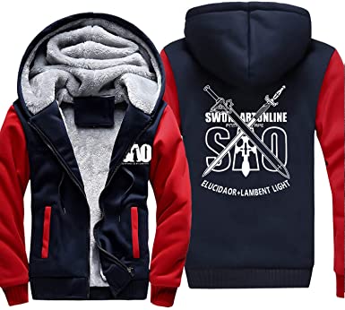 Image of Men's Fleece SAO Thick Hoodies Cosplay Sword Art Online Zip Jacket