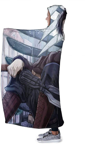 Image of Attack On Titan Hooded Blanket - Anime Levi Ackerman Sword Flannel Blanket