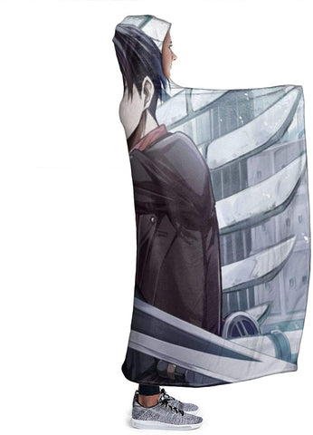 Image of Attack On Titan Hooded Blanket - Anime Levi Ackerman Sword Flannel Blanket