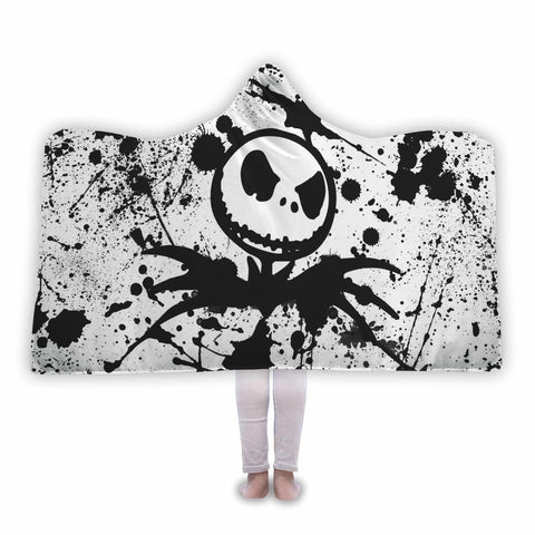 Image of Jack Skellington Hooded Blankets - Jack Black and White Hooded Blanket