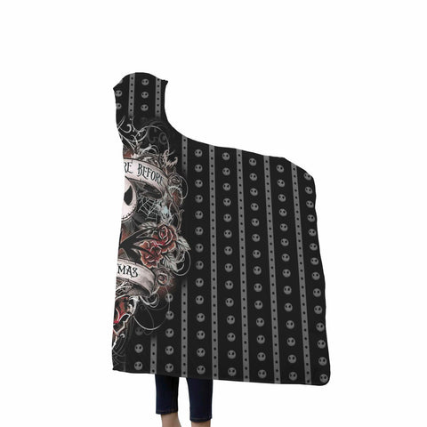 Image of Jack Skellington Hooded Blanket - Black Blanket