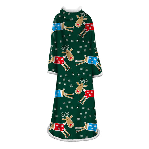 Image of 3D Digital Printed Blanket With Sleeves-Christmas Series Blanket Robe