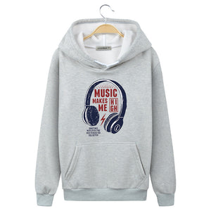 Music Hoodies - Solid Color Music Series Headset Super Cool Fleece Hoodie