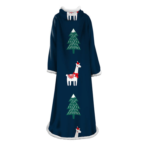 Image of 3D Digital Printed Blanket With Sleeves-Christmas Series Blanket Robe